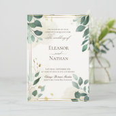 Lente zomer bruiloft en groene bladeren kaart (Staand voorkant)