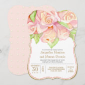 Lente Zomer Bruiloft Waterverf Rose Boeket Kaart (Voorkant / Achterkant)