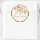 Lente Zomer Bruiloft Waterverf Rose Boeket Ronde Sticker (Tas)