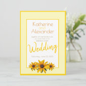 Lente Zomer Casual Geel Bloem Eenvoudige Bruiloft Kaart (Staand voorkant)