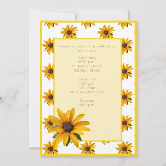 Lente Zomer Casual Geel Bloem Eenvoudige Bruiloft Kaart (Achterkant)