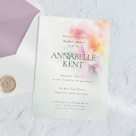Lente Zomer Elegante Waterverf Bruidsdouche Acryl Uitnodigingen
