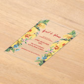 lente zomer geel bloemenbruiloft acryl uitnodigingen (Laagn)