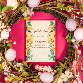  lente zomer geel bloemenbruiloft kaart