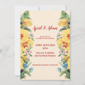  lente zomer geel bloemenbruiloft kaart (Voorkant)