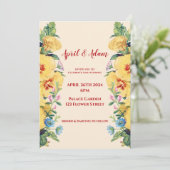  lente zomer geel bloemenbruiloft kaart (Staand voorkant)
