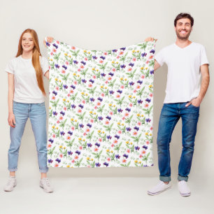 Lente Zomer Geel Roze Paarse Bloem Waterverf Fleece Deken