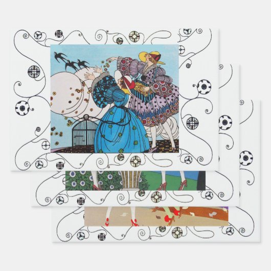 Lente, zomer, herfst Art Deco Beauty-Mode Inpakpapier Vel (Set)