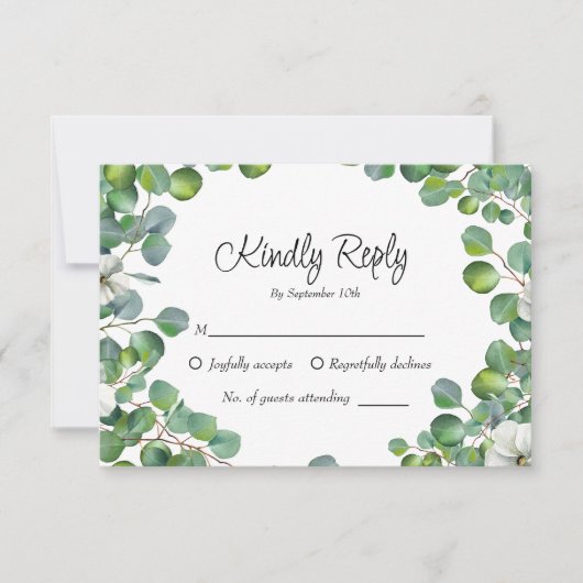Lente Zomer Herfst Eucalyptus Greenery Wedding RSVP Kaartje (Voorkant)