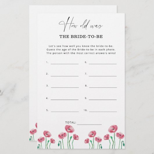 Lente zomer: hoe oud was de bruid? (Voorkant / Achterkant)