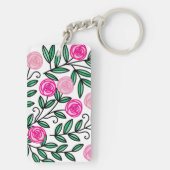 Lente zomer kleurrijke roze Floral Fun en Random Sleutelhanger (achterkant)