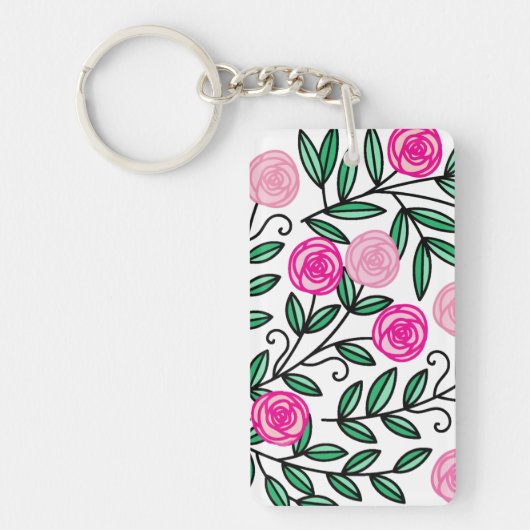 Lente zomer kleurrijke roze Floral Fun en Random Sleutelhanger (Voorkant)
