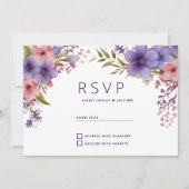 Lente zomer lavendel roze bloemen RSVP Kaart (Voorkant)