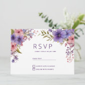 Lente zomer lavendel roze bloemen RSVP Kaart (Staand voorkant)