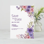 Lente zomer lavendel roze bloemen Save the Date Kaart (Staand voorkant)