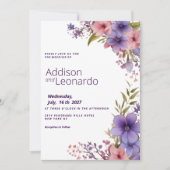 Lente zomer lavendel roze bloemenbruiloft kaart (Voorkant)