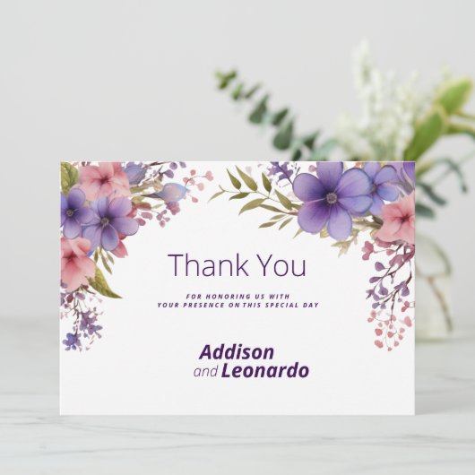 Lente zomer lavendel roze bloemendank u kaart (Staand voorkant)