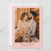 Lente Zomer Levendige Helder Roze Foto Bruiloft Kaart (Achterkant)