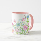 Lente zomer roze blauwe bloem weide mok (Voorkant rechts)