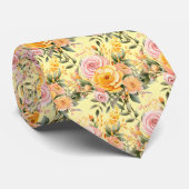 Lente Zomer Roze en Gele Bloemen Stropdas (Opgerold)