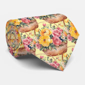 Lente Zomer Roze en Gele Bloemen Stropdas (Opgerold)