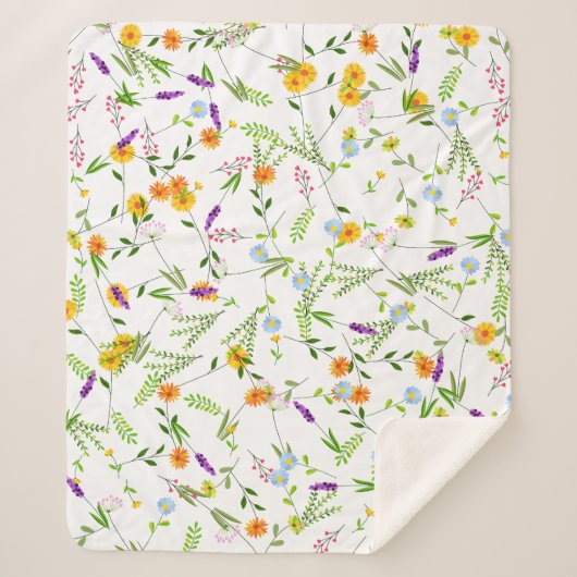 Lente Zomer Veldbloemen Sherpa Deken (Voorkant)