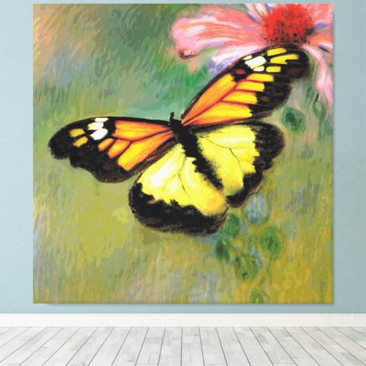 Lente zomer vlinder - canvas afdruk (Insitu (Houten vloer))