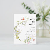 Lente zomer Wilde bloem Beige Boho Save the Date Briefkaart (Staand voorkant)