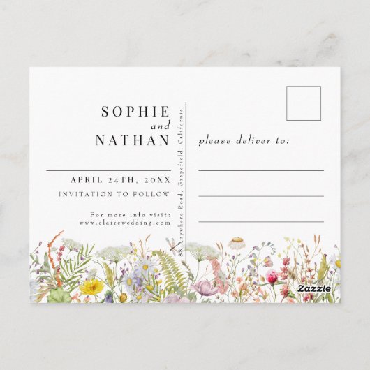 Lente zomer Wilde bloem Beige Boho Save the Date Briefkaart (Achterkant)