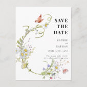 Lente zomer Wilde bloem Beige Boho Save the Date Briefkaart (Voorkant)
