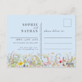Lente zomer Wilde bloem Blauw sparen de Datum Briefkaart (Achterkant)