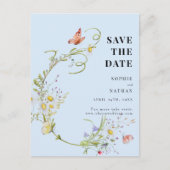 Lente zomer Wilde bloem Blauw sparen de Datum Briefkaart (Voorkant)