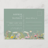 Lente zomer Wilde bloem Groen sparen de Datum Briefkaart (Achterkant)