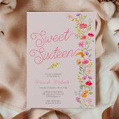 Lente zomer wilde bloemen bloemenzoet 16 roze kaart