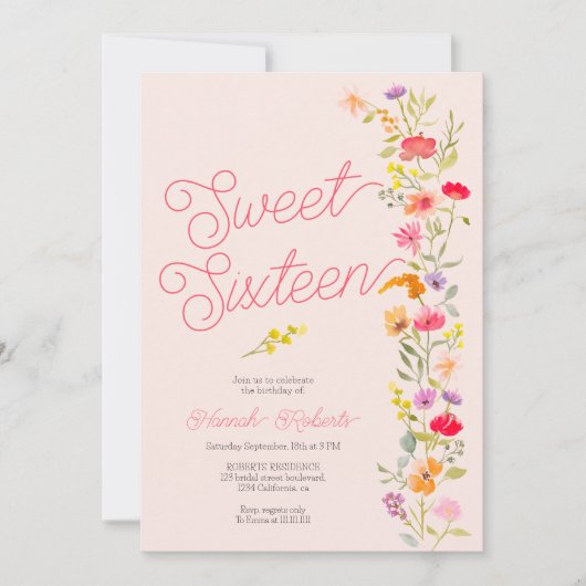 Lente zomer wilde bloemen bloemenzoet 16 roze kaart (Voorkant)