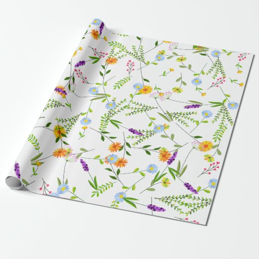 Lente Zomer Wilde bloemen Cadeaupapier (Uitgerold)