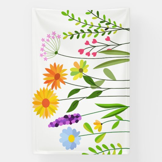 Lente Zomer Wilde bloemen Spandoek (Verticaal)