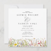 Lente zomer Wildflower Beige Boho Wedding Invit (Voorkant)