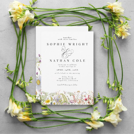 Lente zomer Wildflower Beige Boho Wedding Kaart