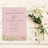 Lente zomer Wildflower Blush roze Boho Wedding Kaart