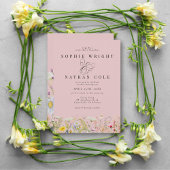 Lente zomer Wildflower Blush roze Boho Wedding Kaart