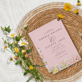 Lente zomer Wildflower Blush roze Boho Wedding Kaart
