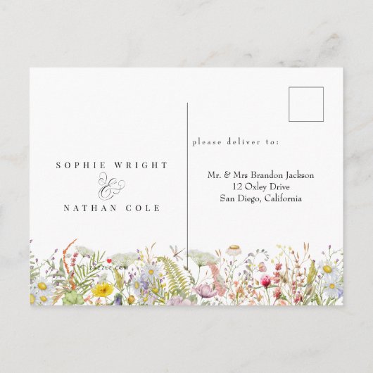 Lente Zomer Wildflower | Bruiloft Bewaar de datum Aankondigingskaart (Achterkant)
