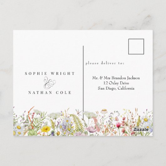 Lente Zomer Wildflower | Bruiloft Bewaar de datum Briefkaart (Achterkant)