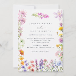 Lente Zomer Wildflower | Kleurrijke bloemenbruilof Kaart