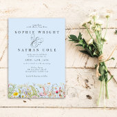 Lente zomer Wildflower Light Blue Boho Wedding Kaart