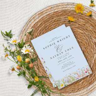 Lente zomer Wildflower Light Blue Boho Wedding Kaart