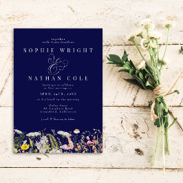 Lente zomer Wildflower marine Blue Boho Wedding Kaart