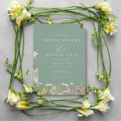 Lente zomer Wildflower Sage Green Boho Wedding Kaart