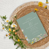 Lente zomer Wildflower Sage Green Boho Wedding Kaart